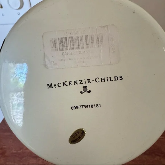 MacKenzie-Childs Courtly Check Enamel Pitcher Vase Farmhouse Decor - Picture 6 of 6